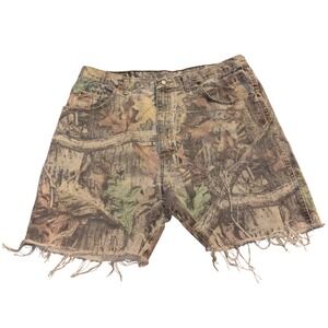 Wrangler Authentic Advantage Timber Camo Cargo Denim Shorts Mens 37 Waist